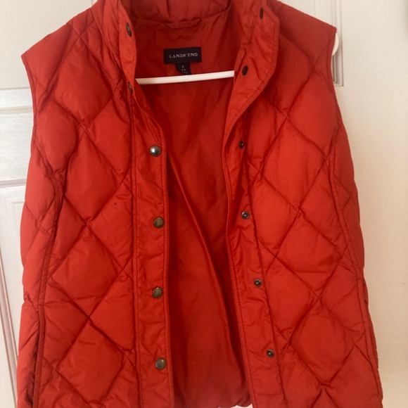 Orange Lands End Puffy Button up Vest - size small - Picture 2 of 7